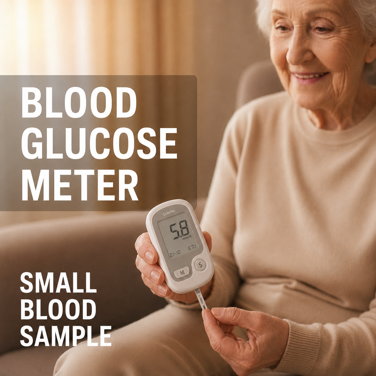 Non-Painful Glucometer Glucose Monitor Portable Fingertip Digital Display