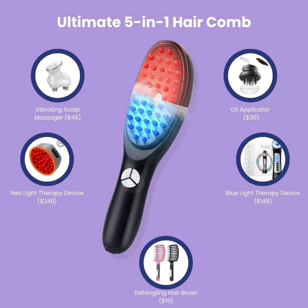 5-in-1 Hair Comb for Styling and Scalp Massage – Versatile Hair Care Tool for Detangling, Grooming and Daily Use