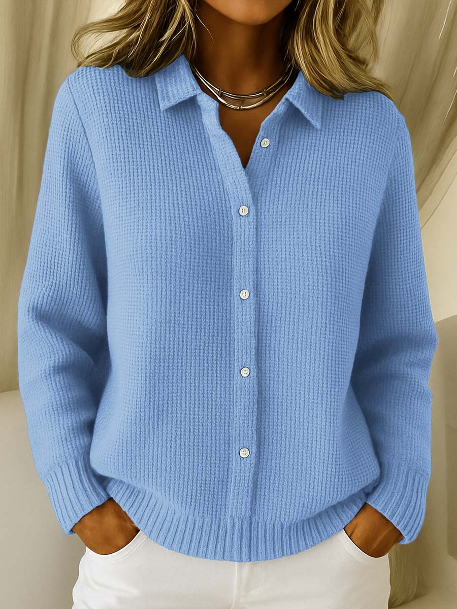 Timeless Elegance Classic Knitted Cardigan with Stylish Collar | Everyday Essential by Ellese & Co