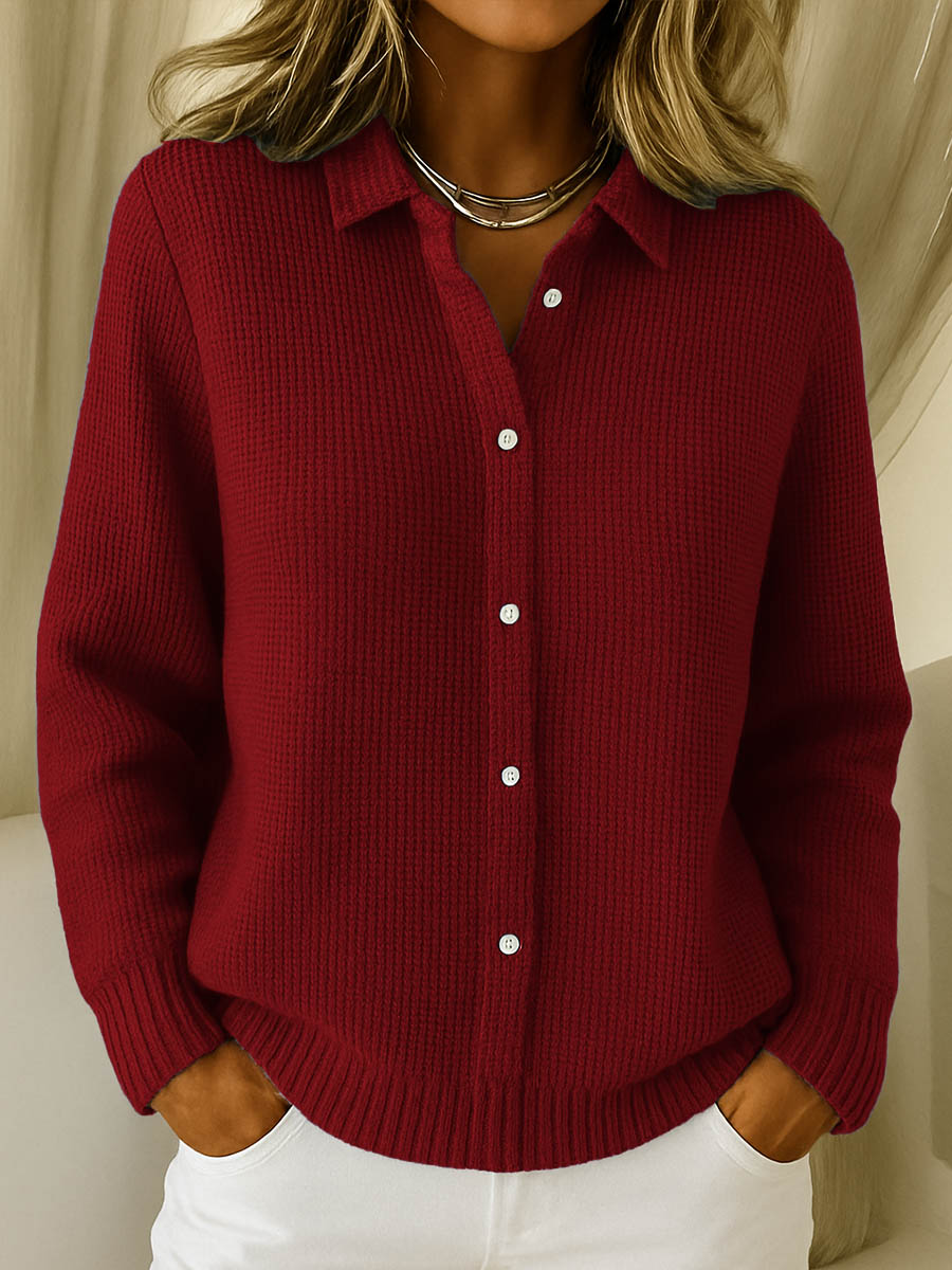 Timeless Elegance Classic Knitted Cardigan with Stylish Collar | Everyday Essential by Ellese & Co