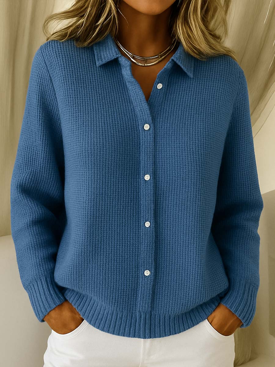 Timeless Elegance Classic Knitted Cardigan with Stylish Collar | Everyday Essential by Ellese & Co
