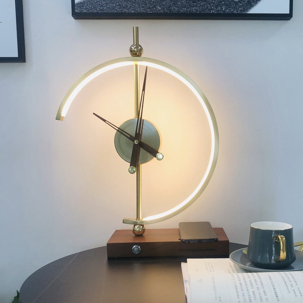 Rechargeable Table Lamp with Integrated Clock – Elegant Ambient Lighting for Bedroom, Living Room and Nightstand Use