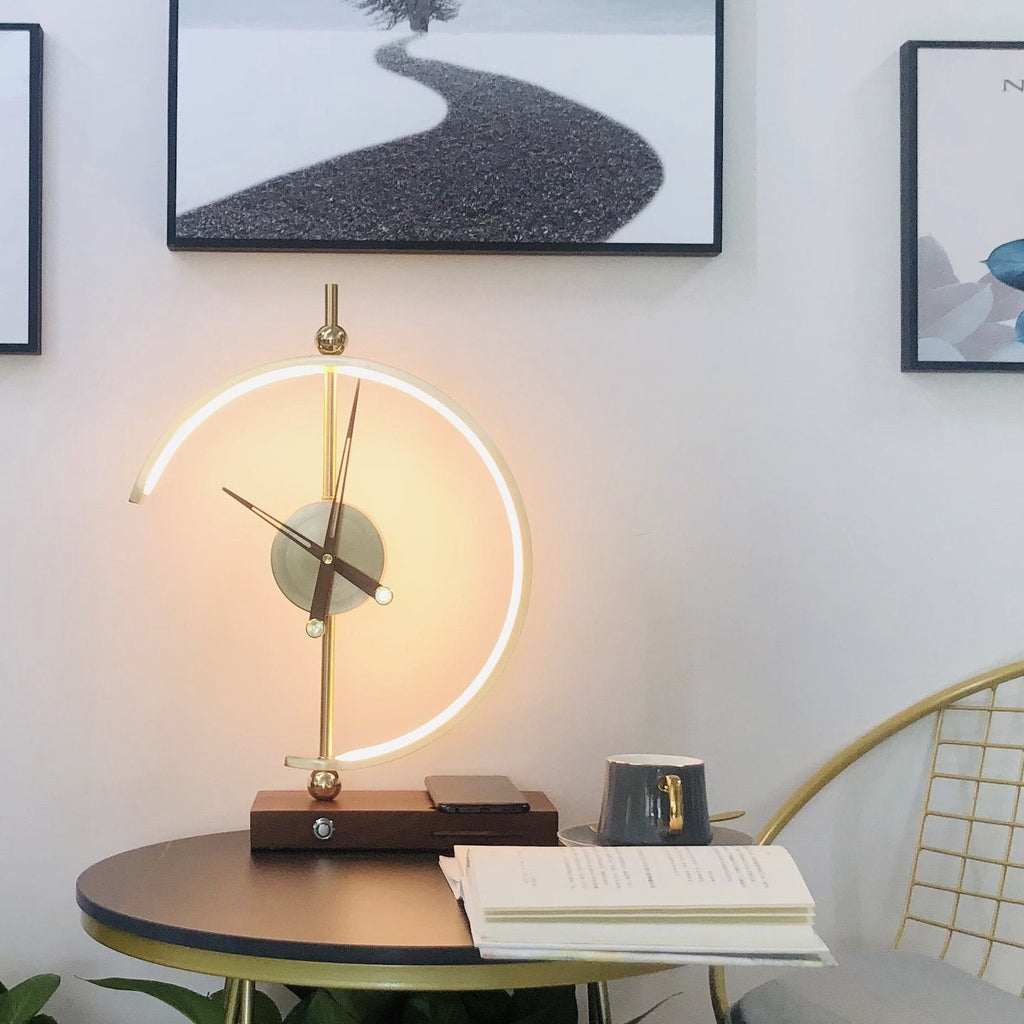 Rechargeable Table Lamp with Integrated Clock – Elegant Ambient Lighting for Bedroom, Living Room and Nightstand Use