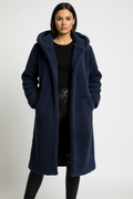 Amy Women's Hooded Teddy Coat with Button Closure