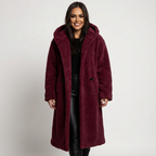 Amy Women's Hooded Teddy Coat with Button Closure
