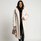 Amy Women's Hooded Teddy Coat with Button Closure