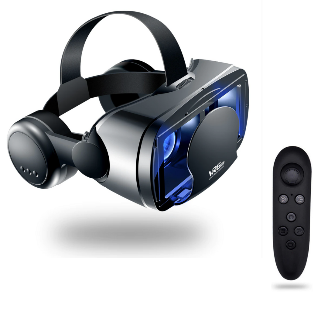 Smart VR Headset with Integrated Headphones – Adjustable Lenses, Wide Field of View & Universal Phone Compatibility | Immersive 3D Experience for iPhone & Android