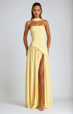 KAIA – Strapless Front-Slit Maxi Dress
