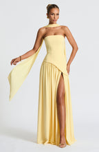 KAIA – Strapless Front-Slit Maxi Dress