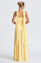 KAIA – Strapless Front-Slit Maxi Dress