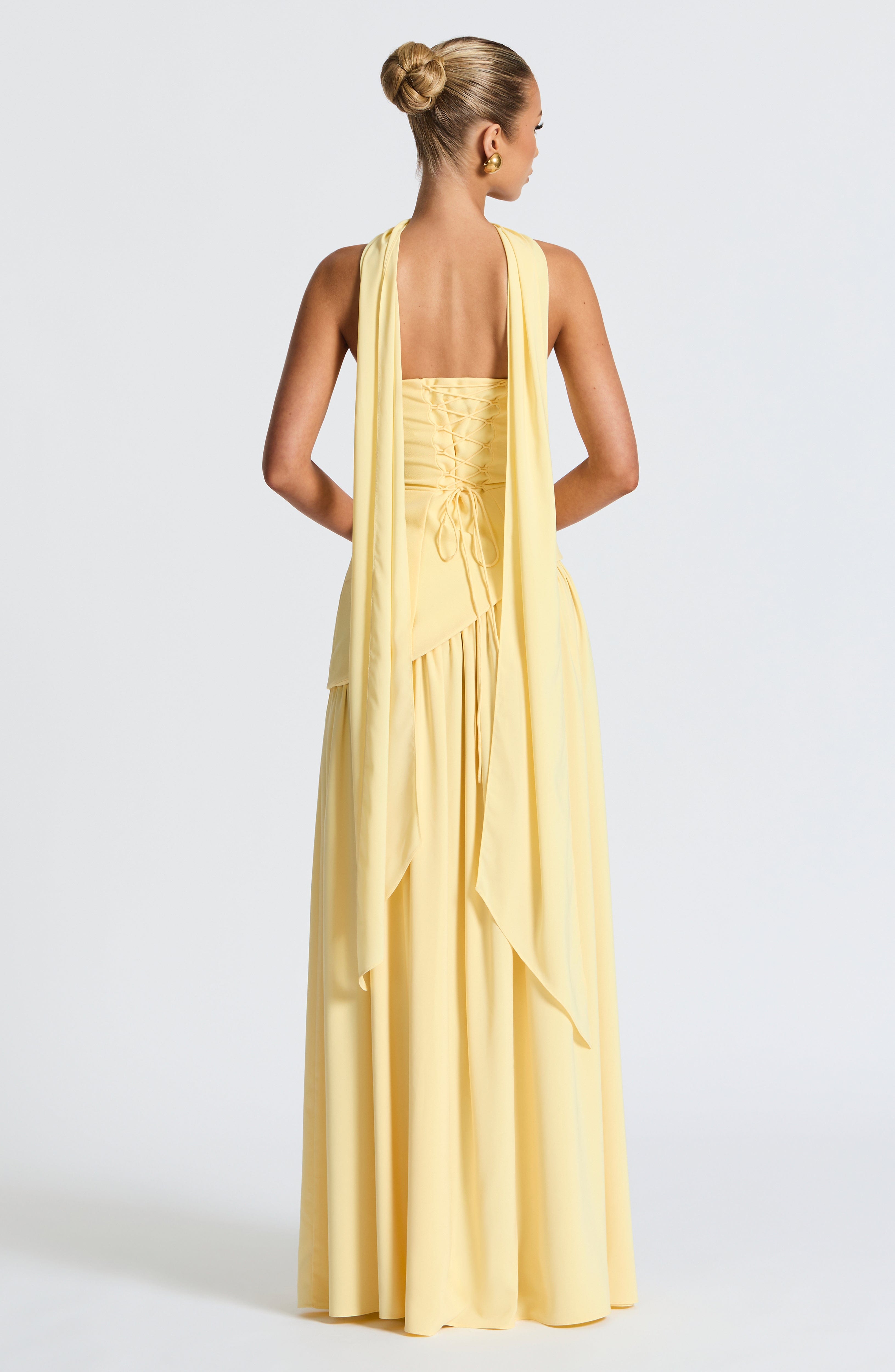 KAIA – Strapless Front-Slit Maxi Dress