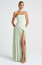 KAIA – Strapless Front-Slit Maxi Dress
