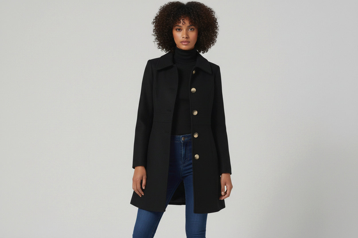 Elegant A-Line Women's Coat with Button Closure