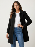 Elegant A-Line Women's Coat with Button Closure