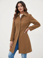 Elegant A-Line Women's Coat with Button Closure