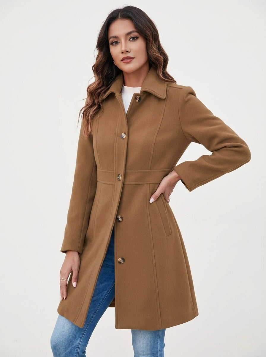 Elegant A-Line Women's Coat with Button Closure