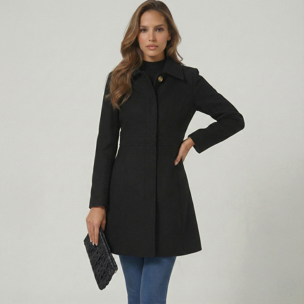Elegant A-Line Women's Coat with Button Closure