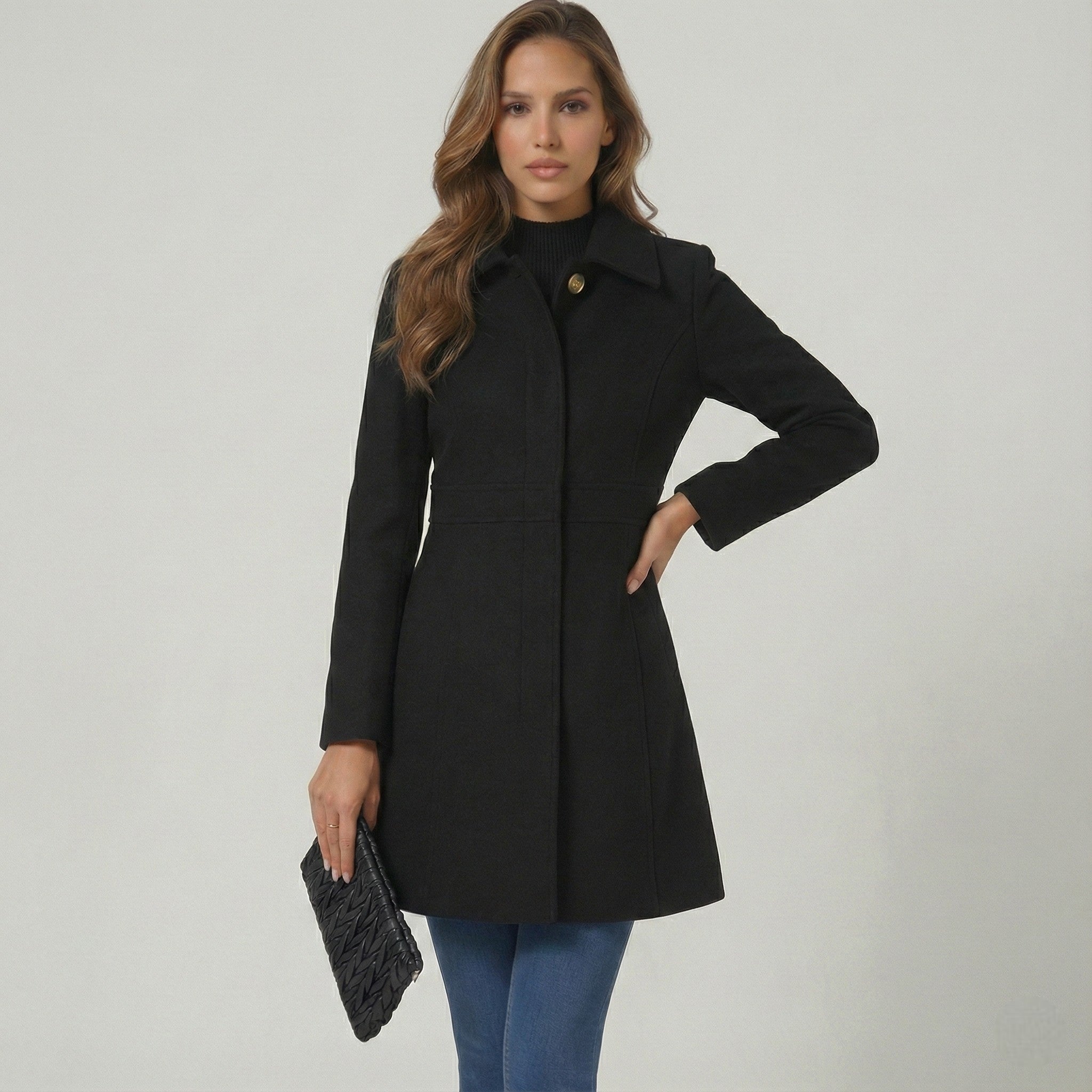 Elegant A-Line Women's Coat with Button Closure