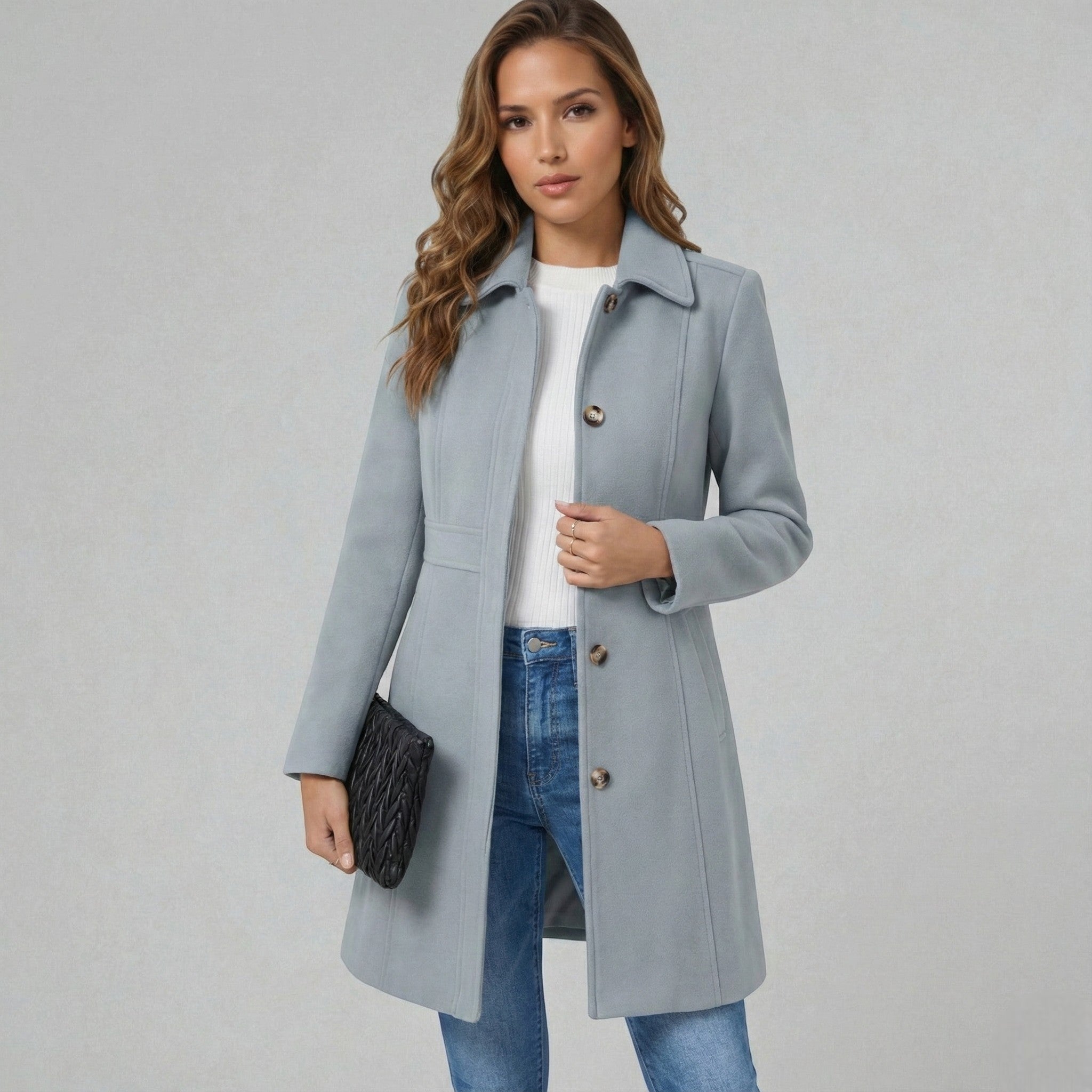 Elegant A-Line Women's Coat with Button Closure