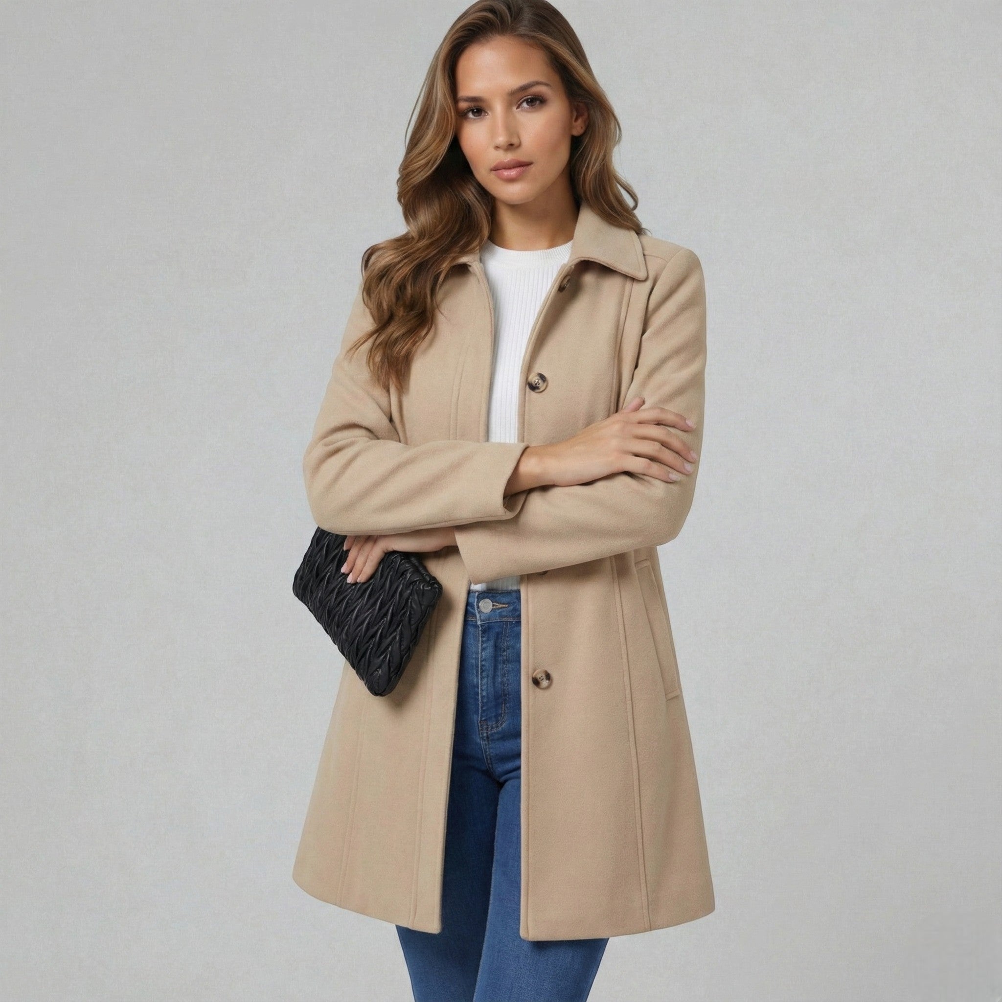 Elegant A-Line Women's Coat with Button Closure