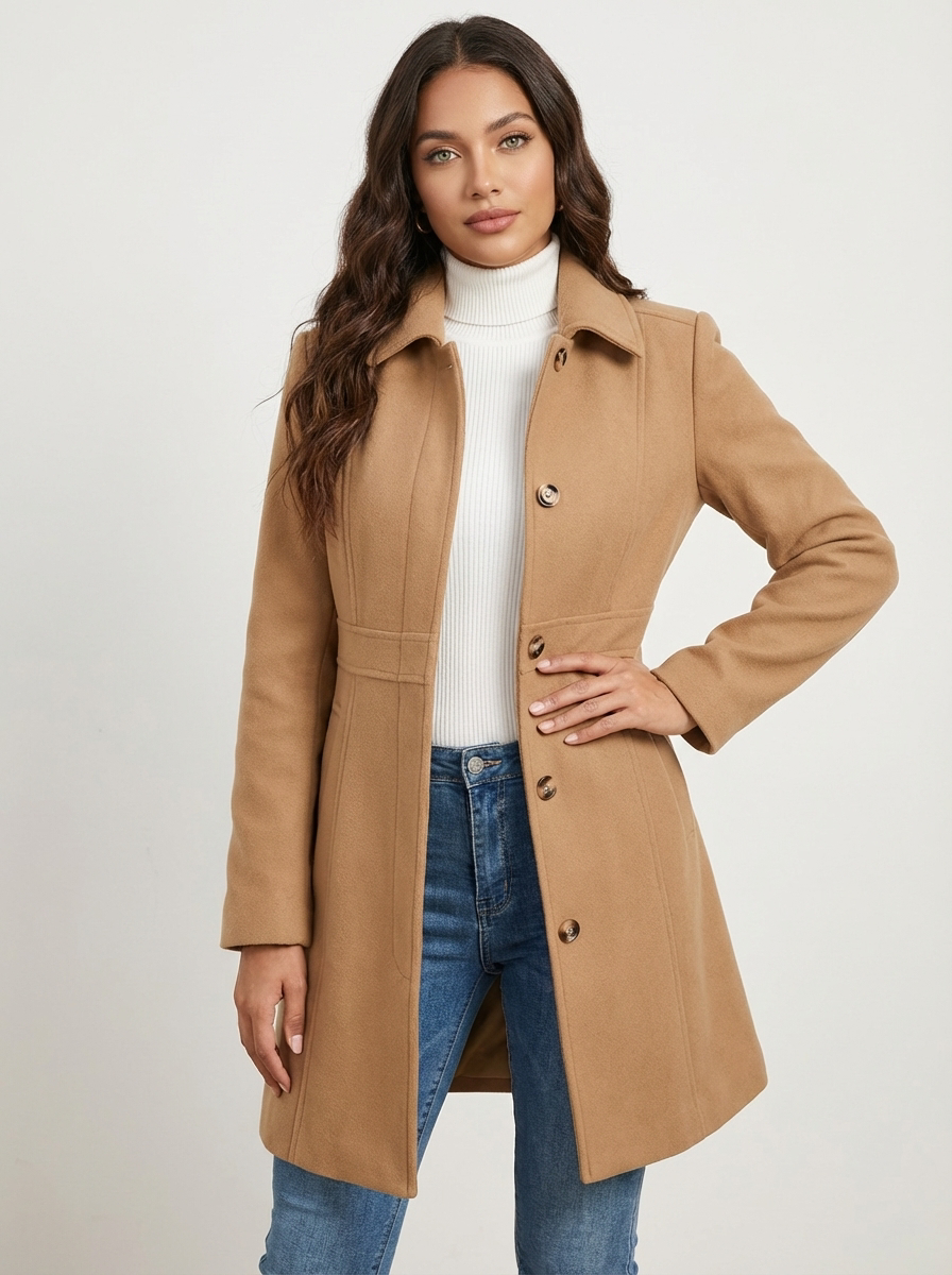 Elegant A-Line Women's Coat with Button Closure