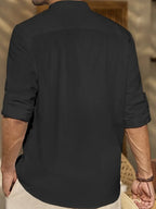 Men’s Linen-Style Shirt for Summer Outfits – Lightweight Button-Up Shirt for Holidays and Everyday Wear