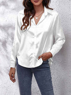Chic Satin Women's Shirt with Front Knot – Stylish and Feminine