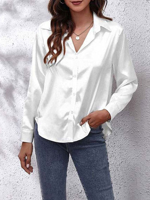 Chic Satin Women's Shirt with Front Knot – Stylish and Feminine