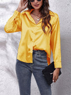 Chic Satin Women's Shirt with Front Knot – Stylish and Feminine