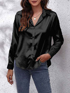 Chic Satin Women's Shirt with Front Knot – Stylish and Feminine