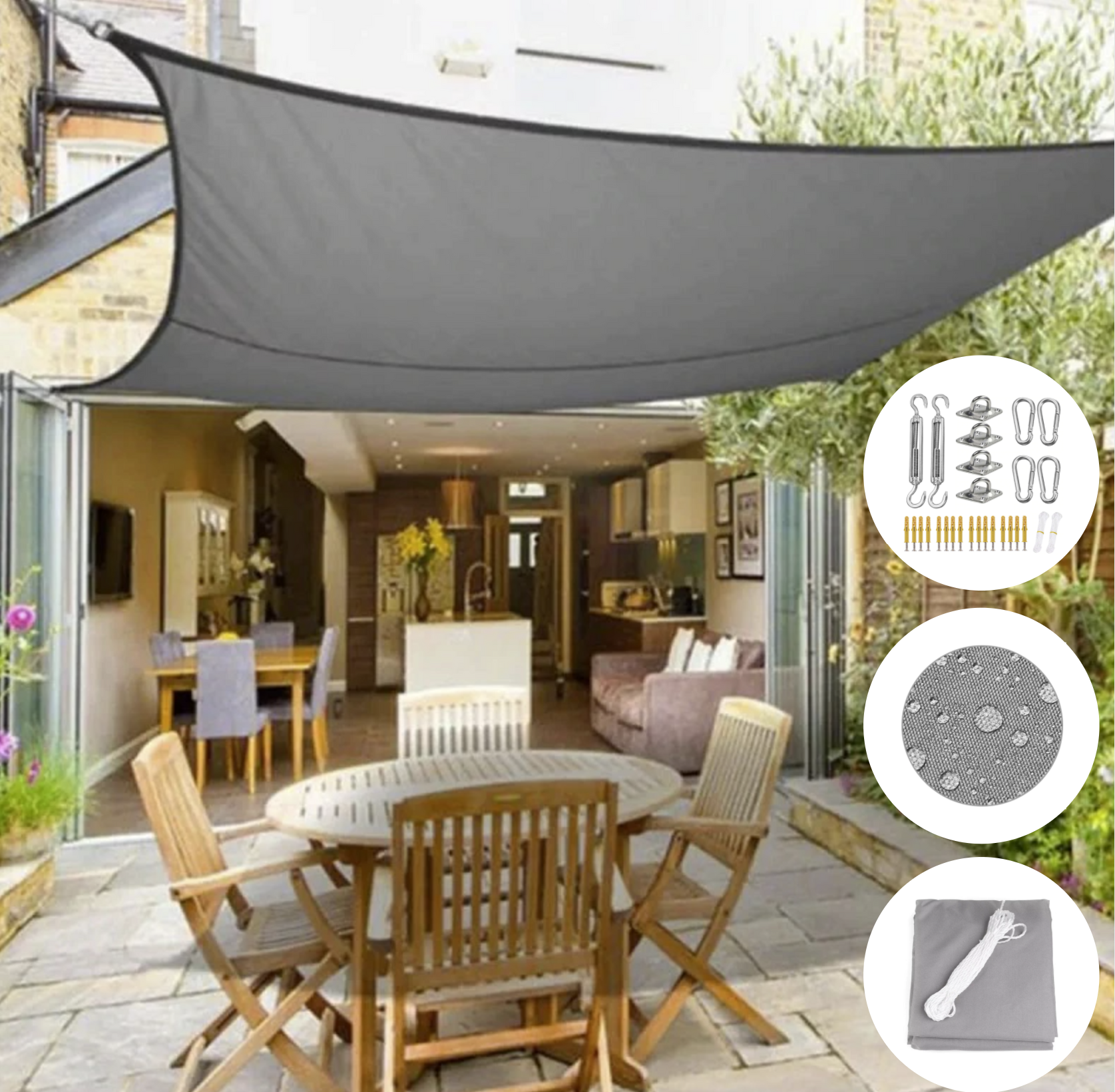 Outdoor Shade Sail – Water-Repellent Sun Cover for Terraces, Balconies & Gardens