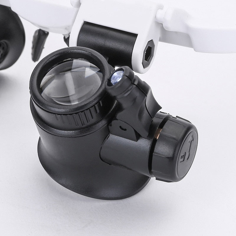 LED-Illuminated Precision Magnifying Glasses – Adjustable 8x/15x/23x Lenses for Close-Up Detail Work