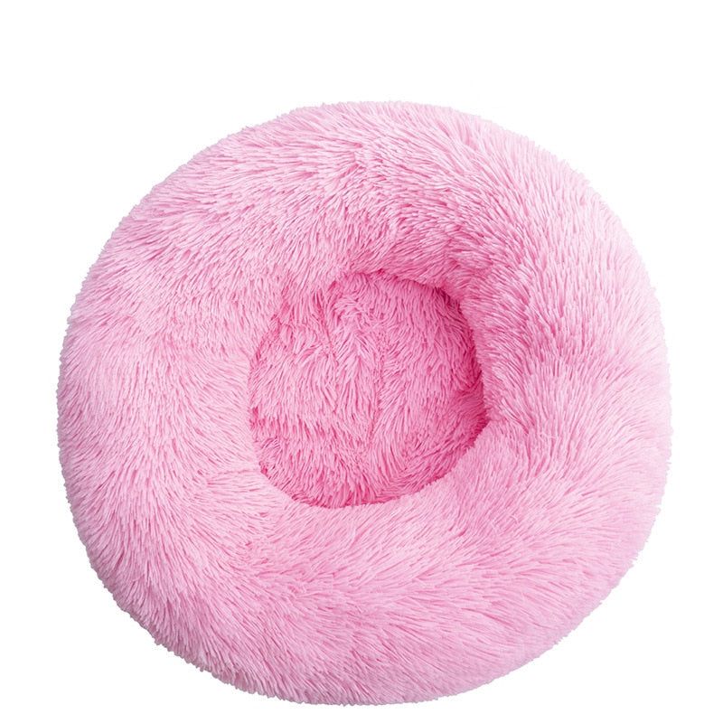 Round Plush Dog Bed for Ultimate Comfort – Calming Soft Pet Bed for Small and Large Dogs