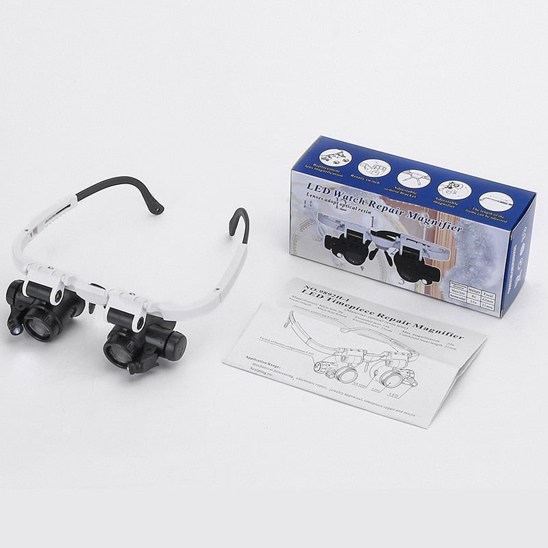LED-Illuminated Precision Magnifying Glasses – Adjustable 8x/15x/23x Lenses for Close-Up Detail Work