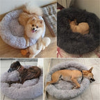 Round Plush Dog Bed for Ultimate Comfort – Calming Soft Pet Bed for Small and Large Dogs