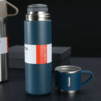 Portable Insulated Thermos Flask – 12-Hour Temperature Retention with Cup-Style Lid