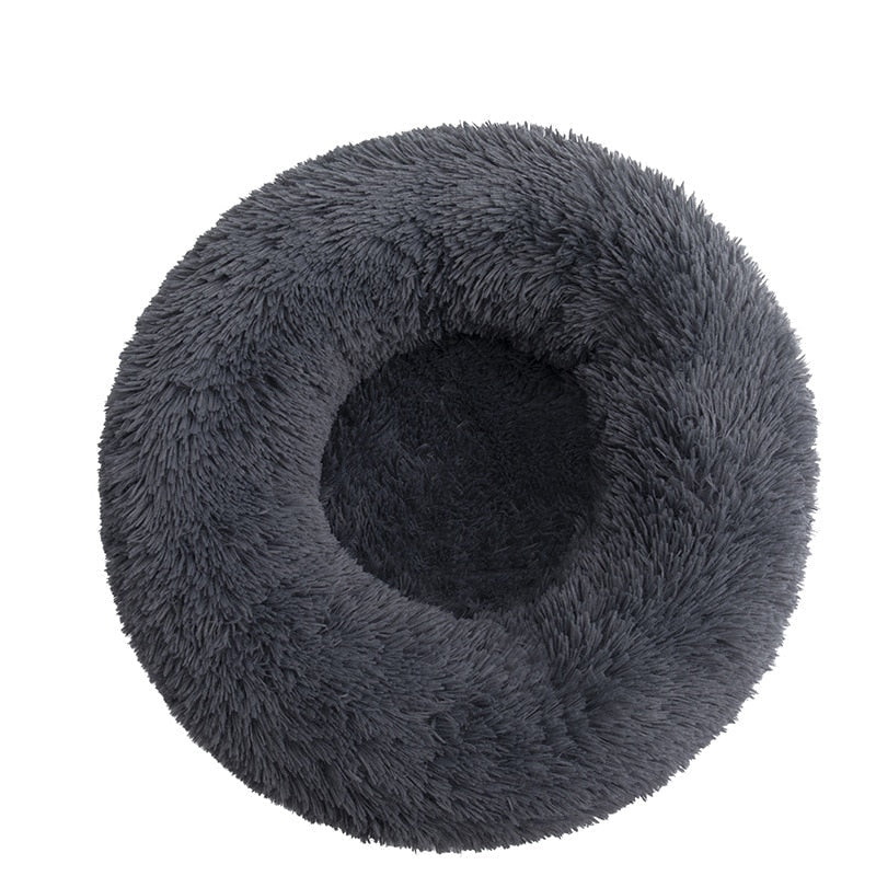 Round Plush Dog Bed for Ultimate Comfort – Calming Soft Pet Bed for Small and Large Dogs