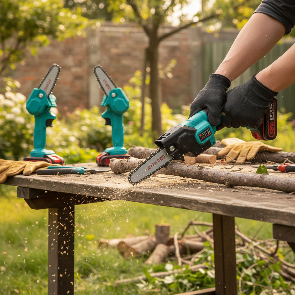 Electric Handheld Pruning Chainsaw – Lightweight, High-Power Cutting Tool with Long Battery Runtime