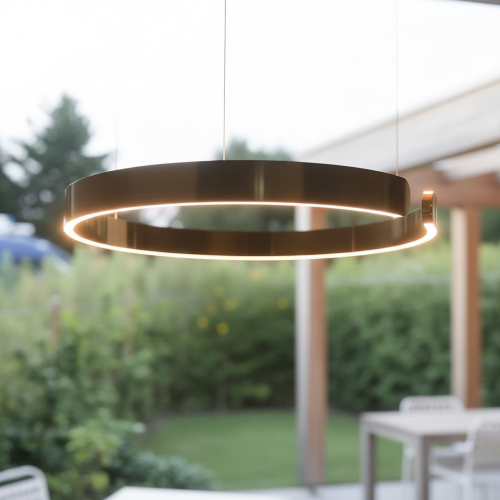 LED Ring Pendant Light for Modern Interiors – Minimalist Hanging Ceiling Lamp for Living Room, Dining Area and Garden
