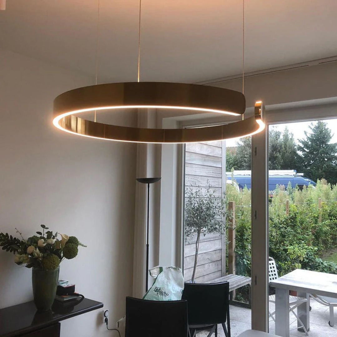 LED Ring Pendant Light for Modern Interiors – Minimalist Hanging Ceiling Lamp for Living Room, Dining Area and Kitchen