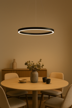 LED Ring Pendant Light for Modern Interiors – Minimalist Hanging Ceiling Lamp for Living Room, Dining Area and Garden