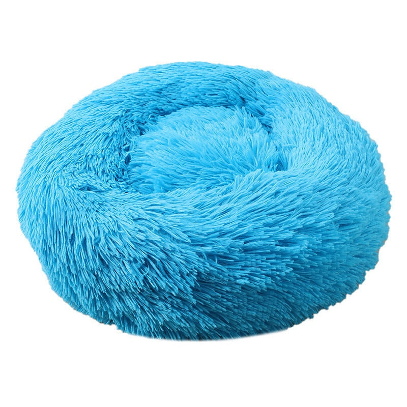 Round Plush Dog Bed for Ultimate Comfort – Calming Soft Pet Bed for Small and Large Dogs