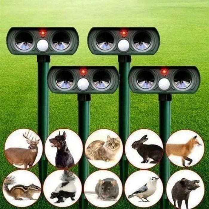 Solar-Powered Motion Sensor Animal Deterrent for Outdoor Use – Infrared Detection Device for Garden and Yard Protection