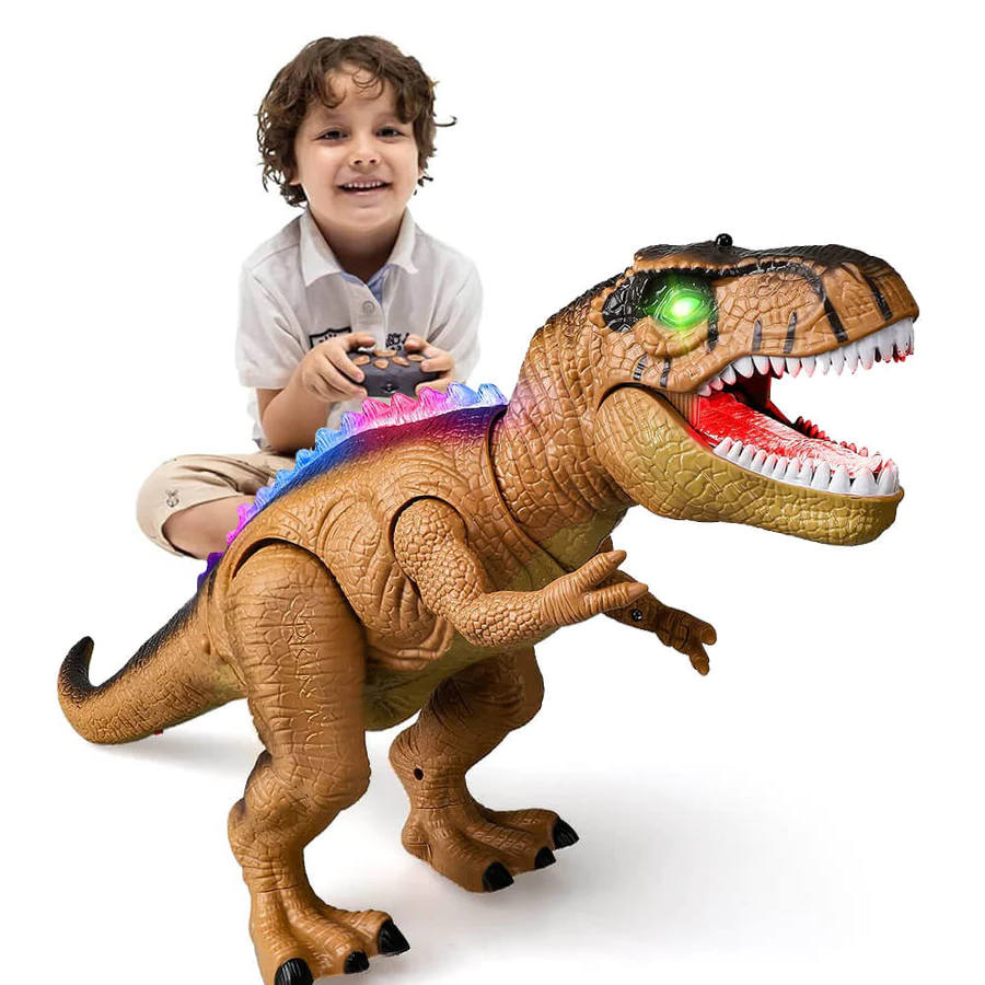Remote-Control Electric Dinosaur Toy – Realistic Walking, Roaring Action with LED Lights