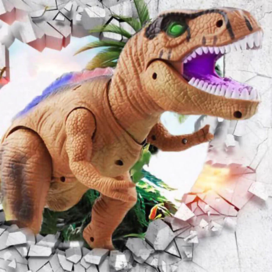 Remote-Control Electric Dinosaur Toy – Realistic Walking, Roaring Action with LED Lights