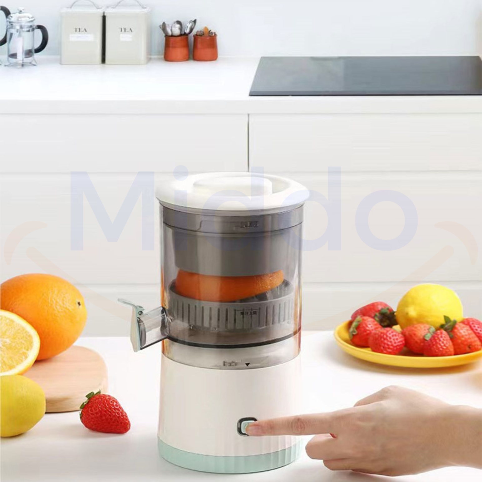 Electric Citrus Juicer for Fresh Juice at Home – Easy Squeezing Appliance for Oranges, Lemons and Daily Use