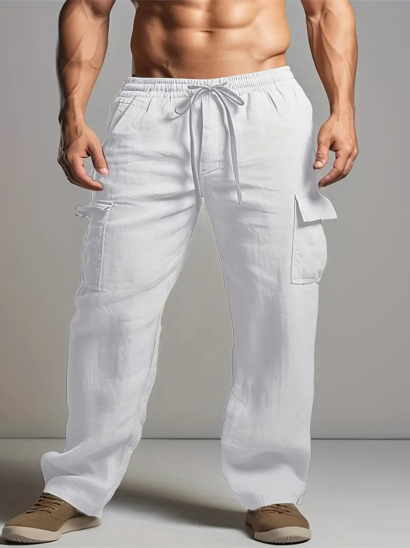 Men’s Relaxed Fit Linen-Style Trousers for Summer – Lightweight Suit Pants for Work, Events and Smart Casual Outfits