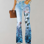 Floral Print Flared Jeans – Stylish Denim with a Unique Twist