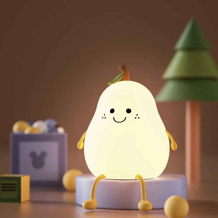 Cozy Pear-Shaped Silicone Night Light – Soft 7-Color Glow, Tap Control & USB Rechargeable | Nursery & Kids’ Room Mood Lamp