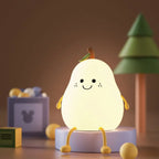 Cozy Pear-Shaped Silicone Night Light – Soft 7-Color Glow, Tap Control & USB Rechargeable | Nursery & Kids’ Room Mood Lamp